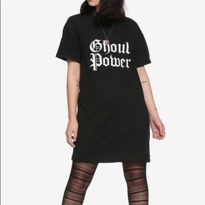 Hot Topic “Ghoul Power” Glow-In-The-Dark T-Shirt Dress, Black, Medium